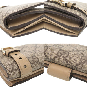新品同様 グッチ ニース 309754 GGスプリーム レザー ベージュ 長財布 1543【中古】GUCCI