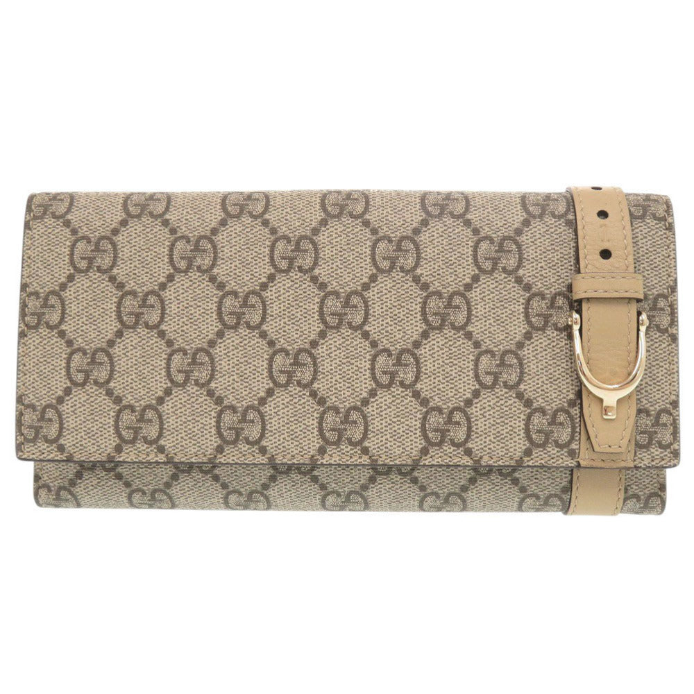 新品同様 グッチ ニース 309754 GGスプリーム レザー ベージュ 長財布 1543【中古】GUCCI