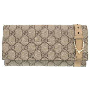 新品同様 グッチ ニース 309754 GGスプリーム レザー ベージュ 長財布 1543【中古】GUCCI