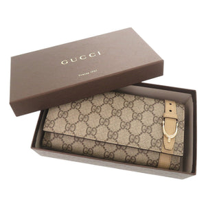 新品同様 グッチ ニース 309754 GGスプリーム レザー ベージュ 長財布 1543【中古】GUCCI