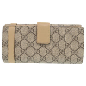 新品同様 グッチ ニース 309754 GGスプリーム レザー ベージュ 長財布 1543【中古】GUCCI