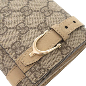 新品同様 グッチ ニース 309754 GGスプリーム レザー ベージュ 長財布 1543【中古】GUCCI