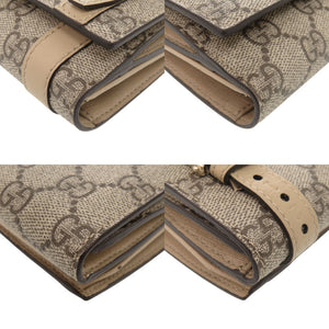 新品同様 グッチ ニース 309754 GGスプリーム レザー ベージュ 長財布 1543【中古】GUCCI