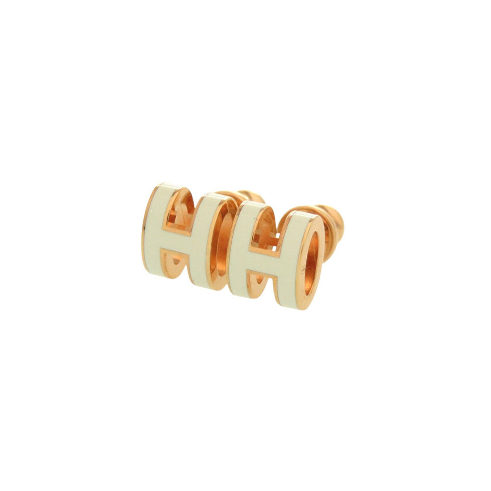 新品同様 エルメス ポップアッシュ ミニ ホワイト ローズゴールド金具 ピアス アクセサリー 白 1548 【中古】 HERMES