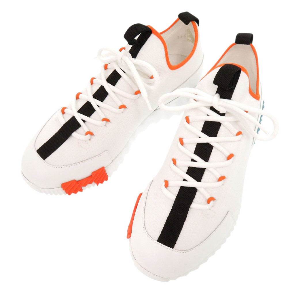 未使用 エルメス リフト サイズ36.5 カーフ ニット ホワイト スニーカー 白 1558【中古】HERMES