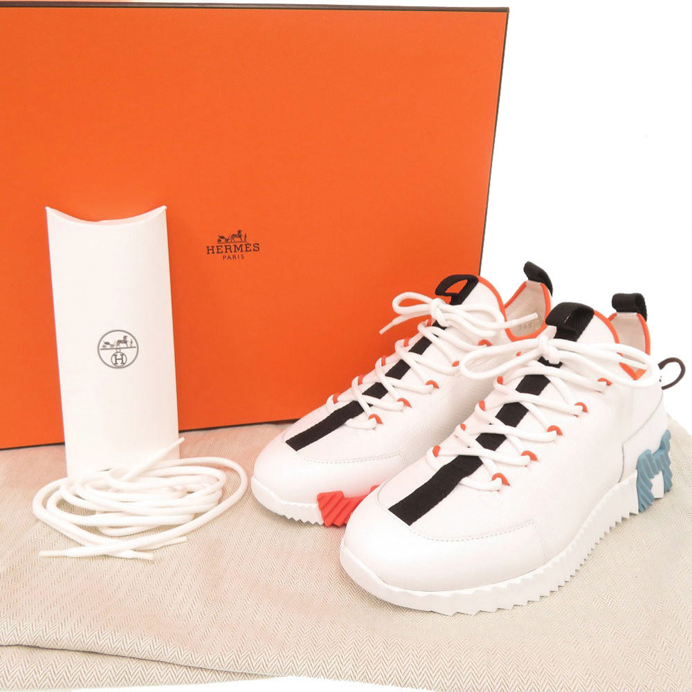 未使用 エルメス リフト サイズ36.5 カーフ ニット ホワイト スニーカー 白 1558【中古】HERMES