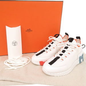 未使用 エルメス リフト サイズ36.5 カーフ ニット ホワイト スニーカー 白 1558【中古】HERMES