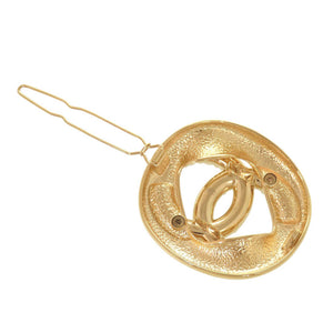 美品 シャネル ココマーク メタル ラインストーン フェイクパール ゴールド ヘアクリップ ヘアアクセサリー 1567【中古】CHANEL