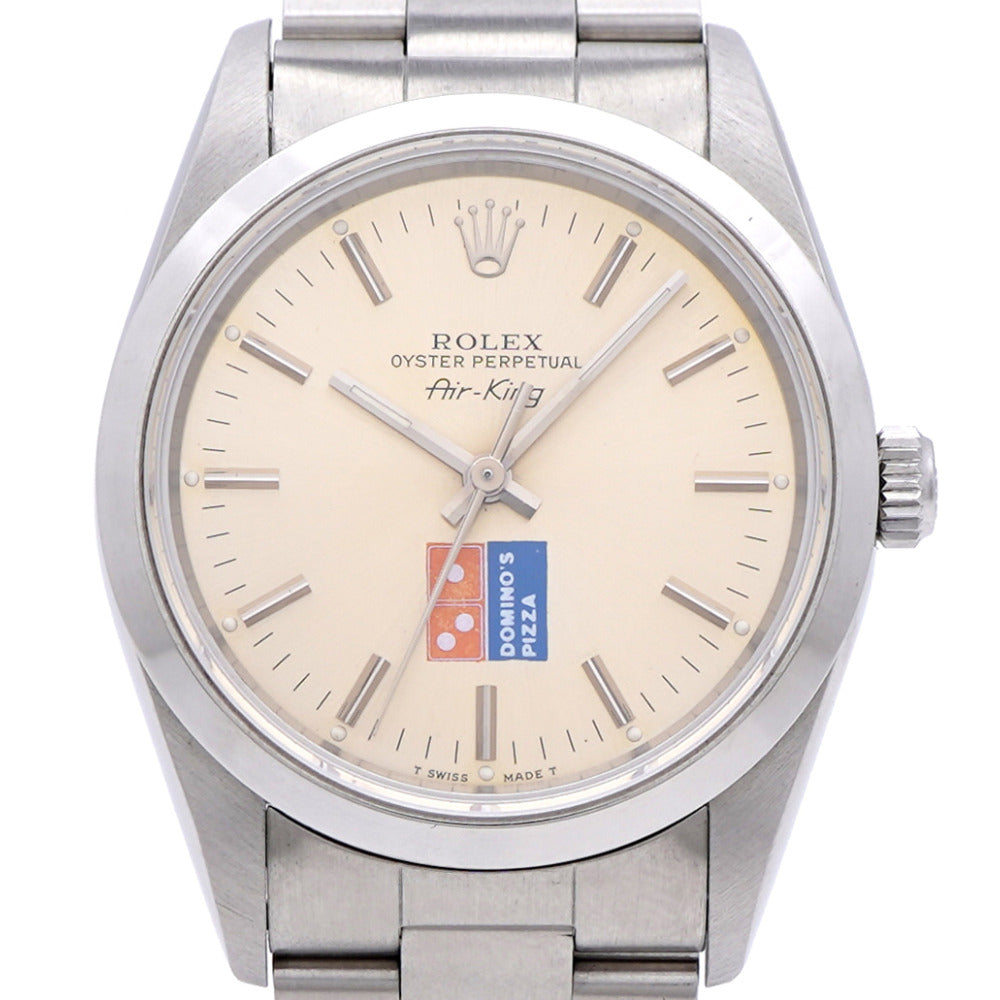 美品 ロレックス エアキング ドミノピザ 14000 自動巻き S番 腕時計 SS シルバー 1573【中古】ROLEX メンズ