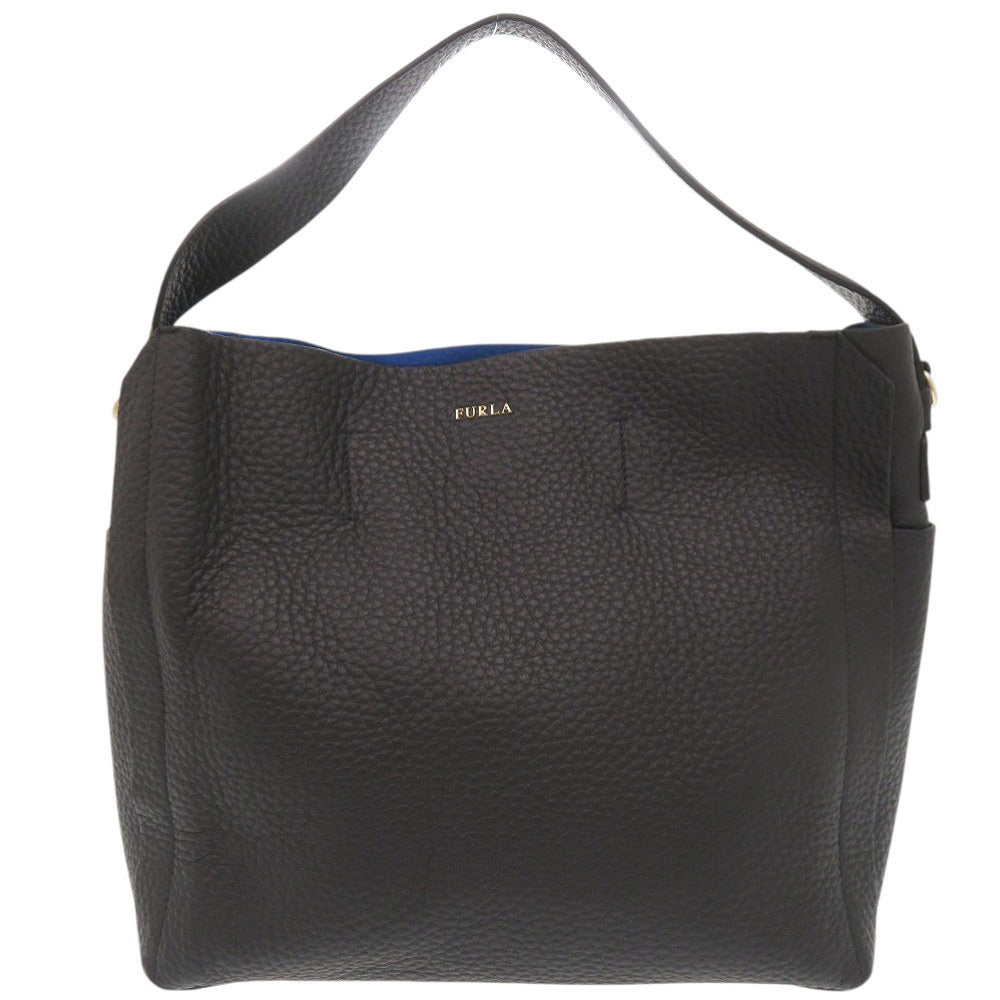 美品 フルラ カプリッチョ レザー ブラック ワンショルダー ショルダーバッグ 黒 1610【中古】Furla