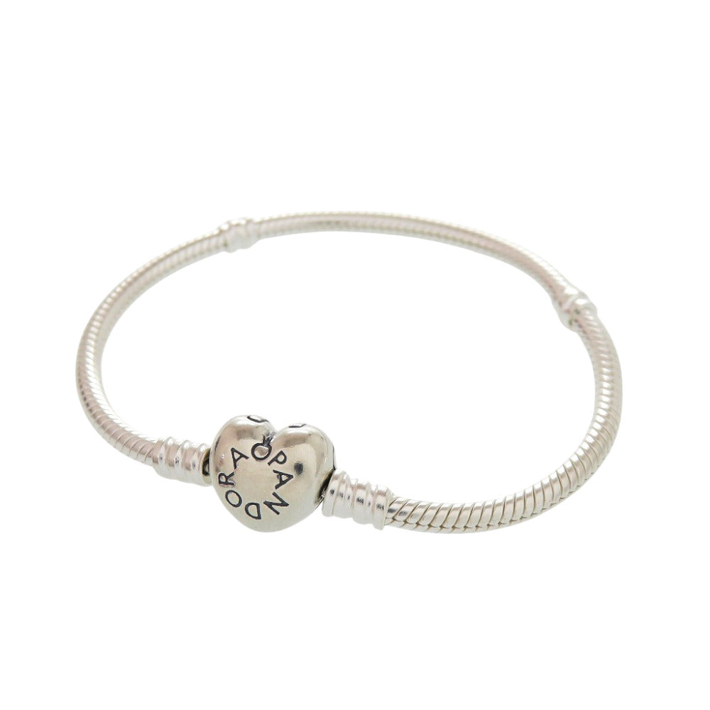 パンドラ ハートクラスプ スネークチェーン ブレスレット シルバー925 1613【中古】PANDORA