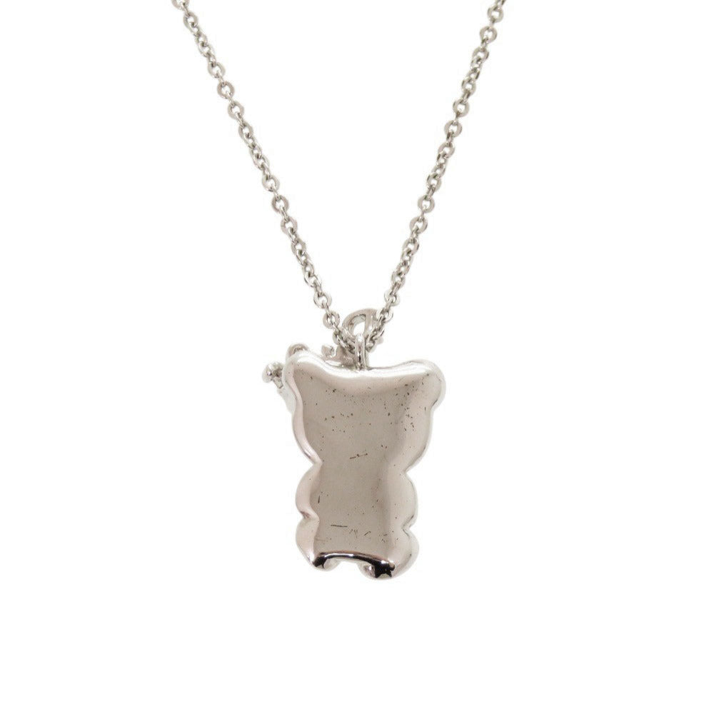 クリスチャンディオール テディベア クラウン メタル シルバー ネックレス 1642【中古】Christian Dior