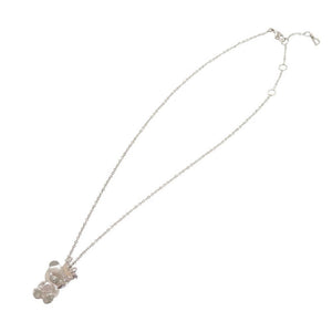 クリスチャンディオール テディベア クラウン メタル シルバー ネックレス 1642【中古】Christian Dior