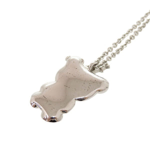 クリスチャンディオール テディベア クラウン メタル シルバー ネックレス 1642【中古】Christian Dior