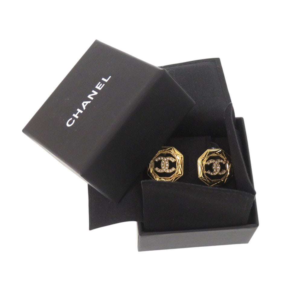 新品同様 シャネル マトラッセ ココマーク T24 A ストーン ゴールド ピアス アクセサリー 1644 【中古】 CHANEL