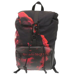 新品同様 アレキサンダーマックイーン ロゴ ナイロン ブラック レッド リュック バックパック 黒 1648【中古】Alexander McQueen