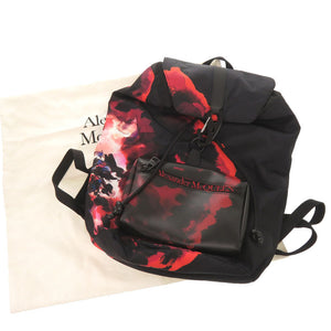 新品同様 アレキサンダーマックイーン ロゴ ナイロン ブラック レッド リュック バックパック 黒 1648【中古】Alexander McQueen