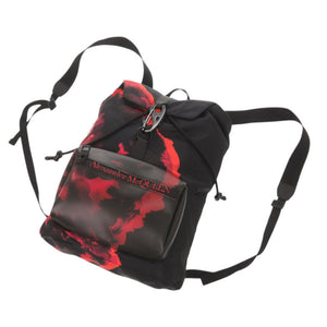 新品同様 アレキサンダーマックイーン ロゴ ナイロン ブラック レッド リュック バックパック 黒 1648【中古】Alexander McQueen