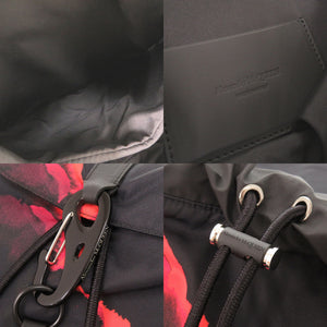 新品同様 アレキサンダーマックイーン ロゴ ナイロン ブラック レッド リュック バックパック 黒 1648【中古】Alexander McQueen