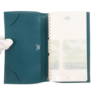 エルメス アジェンダ ヴィジョン 2009 ドブリス ブラウン/ブルー シルバー金具 □F刻印(2002年製) 手帳カバー 1656【中古】HERMES メンズ