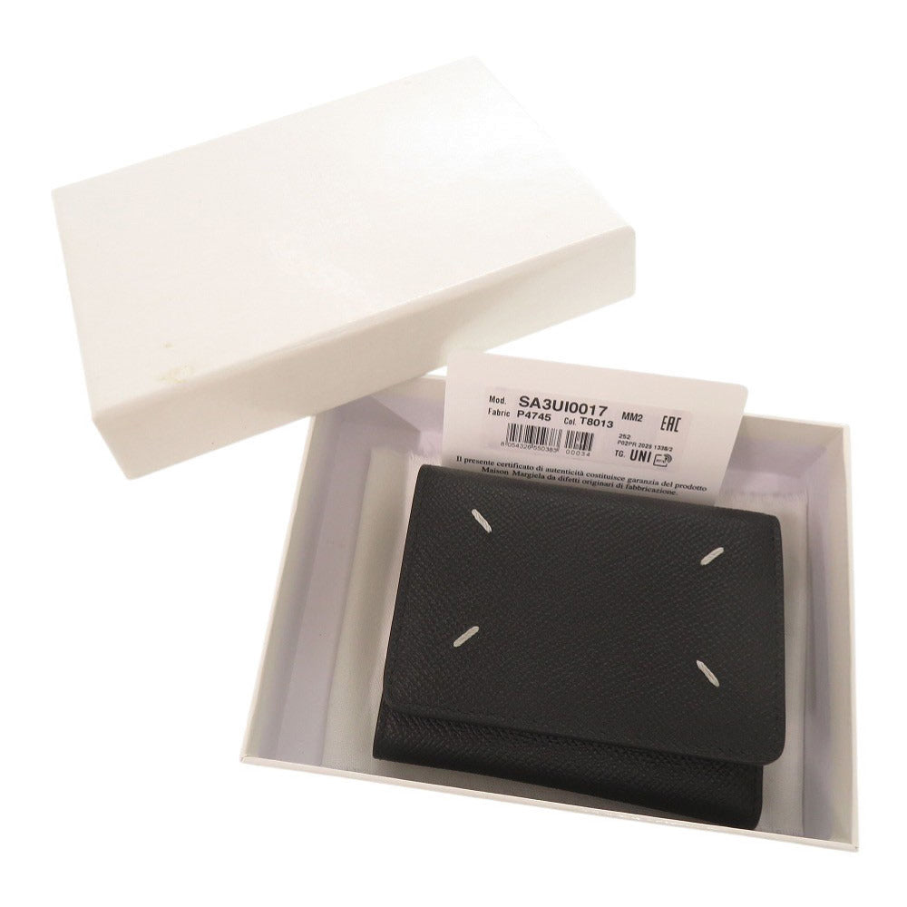 新品同様 メゾン マルジェラ 4ステッチ SA3UI0017 レザー ブラック 三つ折り財布 黒 1657【中古】Maison Margiela