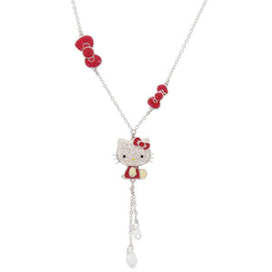 美品 スワロフスキー ハローキティ ラインストーン/メタル シルバー/レッド ネックレス 1666【中古】SWAROVSKI