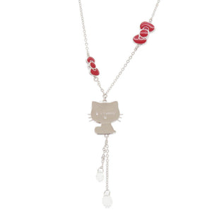 美品 スワロフスキー ハローキティ ラインストーン/メタル シルバー/レッド ネックレス 1666【中古】SWAROVSKI