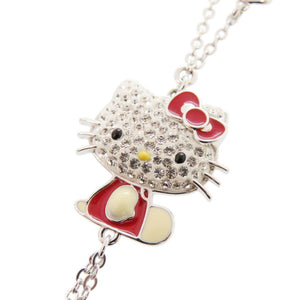 美品 スワロフスキー ハローキティ ラインストーン/メタル シルバー/レッド ネックレス 1666【中古】SWAROVSKI