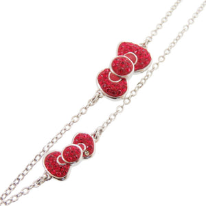 美品 スワロフスキー ハローキティ ラインストーン/メタル シルバー/レッド ネックレス 1666【中古】SWAROVSKI
