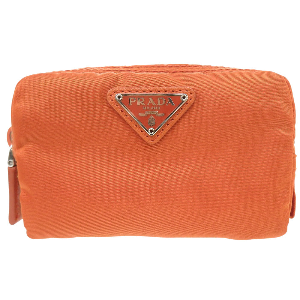 美品 プラダ ヴェラ 1N0339 ナイロン オレンジ ポーチ 1687 PRADA
