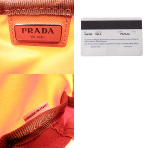 美品 プラダ ヴェラ 1N0339 ナイロン オレンジ ポーチ 1687 PRADA