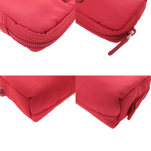美品 プラダ ヴェラ 1N1412 ナイロン ポーチ バッグ 赤 1688【中古】PRADA
