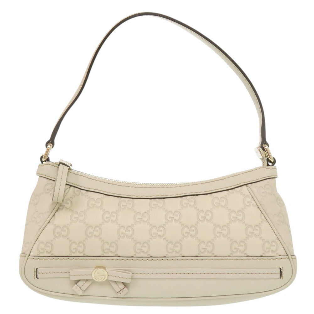 美品 グッチ グッチシマ 269893 レザー ホワイト ショルダーバッグ 白 1704【中古】GUCCI