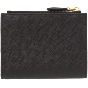 未使用 プラダ サフィアーノ トライアングル 1ML050 レザー ブラック 二つ折り財布 黒 1708【中古】PRADA