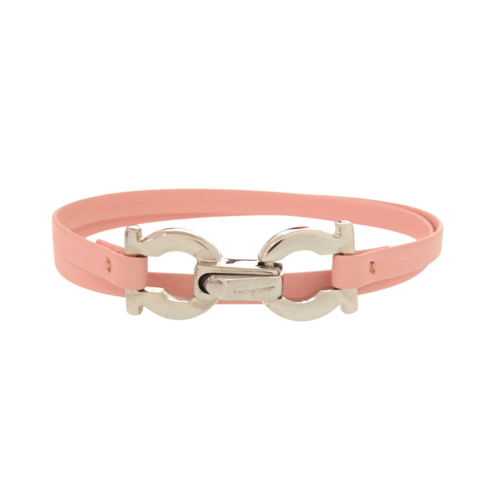 美品 サルヴァトーレフェラガモ 2連 ガンチーニ メタル レザー ピンク ブレスレット 1709【中古】Salvatore Ferragamo