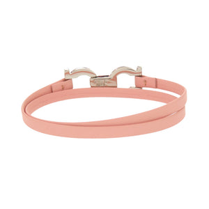 美品 サルヴァトーレフェラガモ 2連 ガンチーニ メタル レザー ピンク ブレスレット 1709【中古】Salvatore Ferragamo