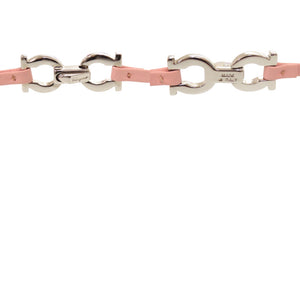 美品 サルヴァトーレフェラガモ 2連 ガンチーニ メタル レザー ピンク ブレスレット 1709【中古】Salvatore Ferragamo