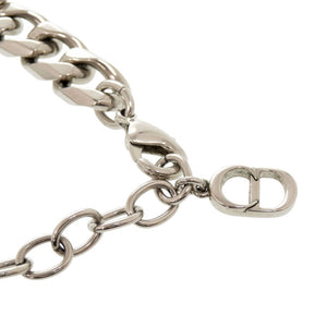 美品 ディオール チェーンリンク 真鍮 ラインストーン シルバー ネックレス 1713【中古】Dior