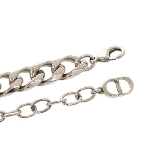 美品 ディオール チェーンリンク 真鍮 ラインストーン シルバー ネックレス 1713【中古】Dior
