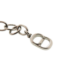 美品 ディオール チェーンリンク 真鍮 ラインストーン シルバー ネックレス 1713【中古】Dior