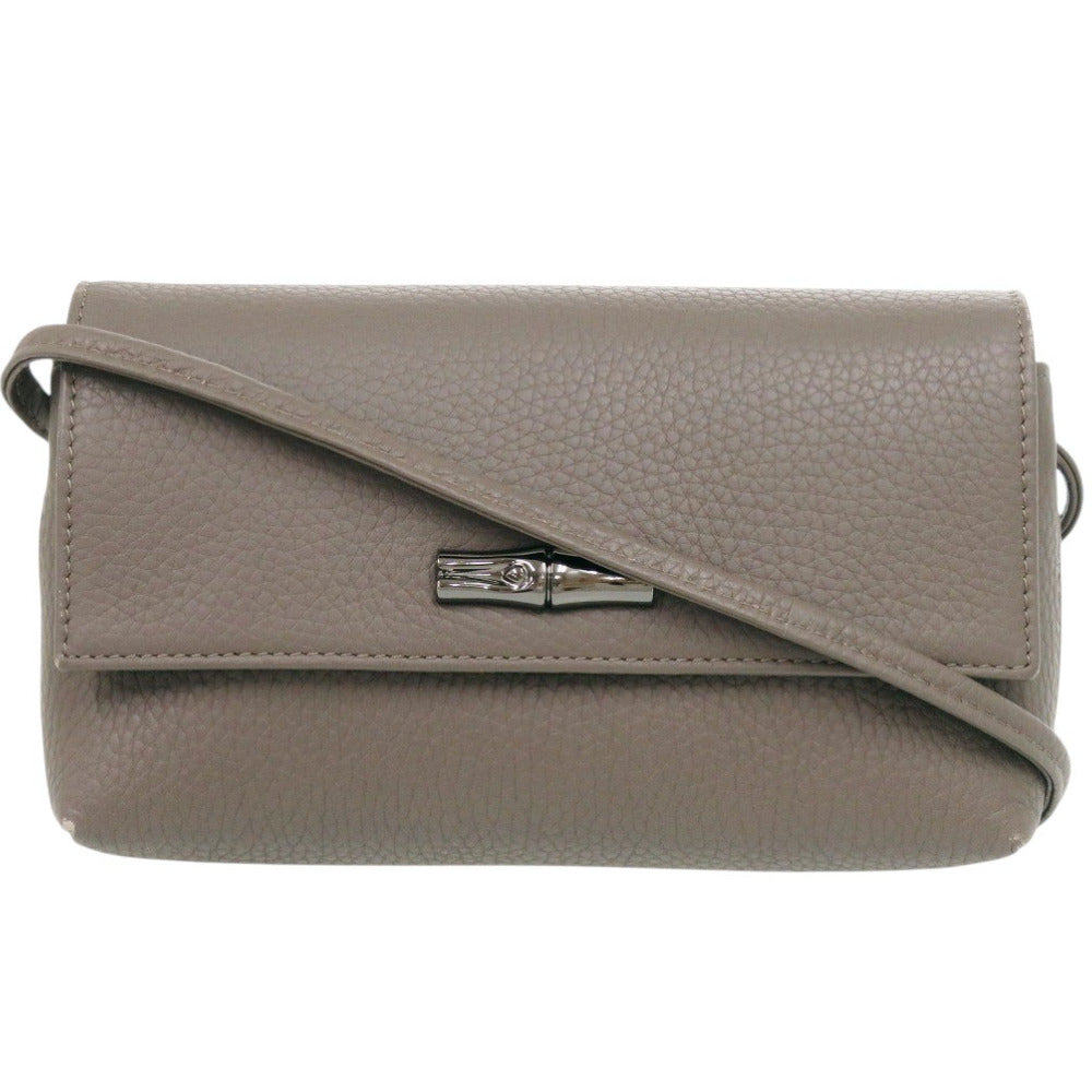 美品 ロンシャン ロゾ レザー グレー ショルダーバッグ 1714【中古】Longchamp