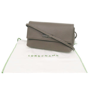 美品 ロンシャン ロゾ レザー グレー ショルダーバッグ 1714【中古】Longchamp