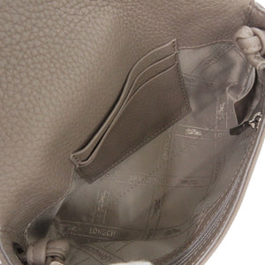 美品 ロンシャン ロゾ レザー グレー ショルダーバッグ 1714【中古】Longchamp