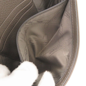 美品 ロンシャン ロゾ レザー グレー ショルダーバッグ 1714【中古】Longchamp