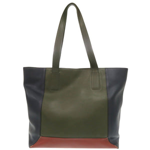 ポールスミス コントラストカラーブロック レザー カーキ ブルー ブラウン トートバッグ 1743【中古】Paul Smith