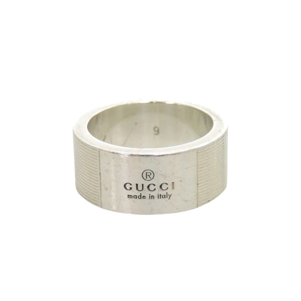 美品 グッチ ロゴ リング サイズ９号 シルバー925 指輪 1757【中古】GUCCI