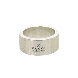 美品 グッチ ロゴ リング サイズ９号 シルバー925 指輪 1757【中古】GUCCI