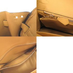 未使用品 エルメス バーキン25 トゴ パイユ シルバー金具 G刻印 ハンドバッグ 黄 1759【中古】HERMES