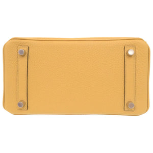 未使用品 エルメス バーキン25 トゴ パイユ シルバー金具 G刻印 ハンドバッグ 黄 1759【中古】HERMES