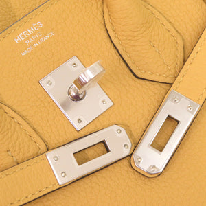 未使用品 エルメス バーキン25 トゴ パイユ シルバー金具 G刻印 ハンドバッグ 黄 1759【中古】HERMES